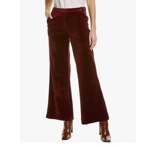 Traffic People Large Burgundy Corduroy Wide Leg Flare Pants Velvet 31" Inseam